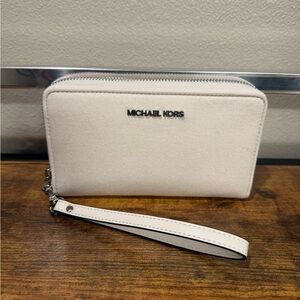Michael Kors Ivory Wristlet with Strap